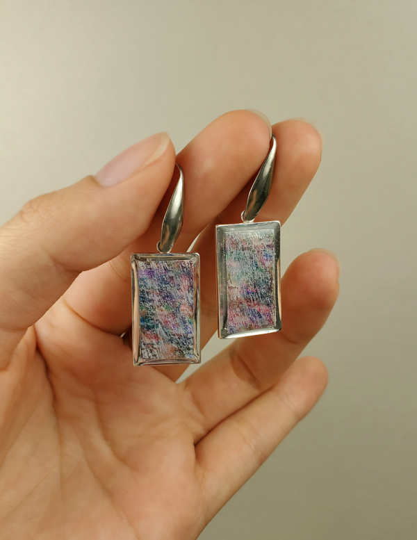 Lavender Abstract Earrings - Rectangle