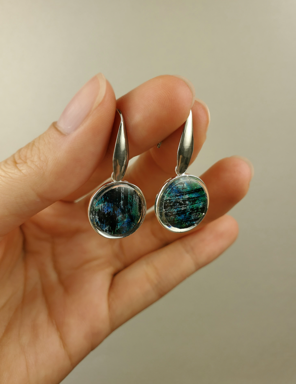 Dark Blue Abstract Earrings - Circle