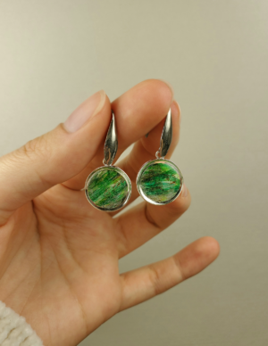 Green Abstract Earrings - Circle