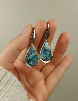 Blue and Purple Abstract Earrings - Teardrop